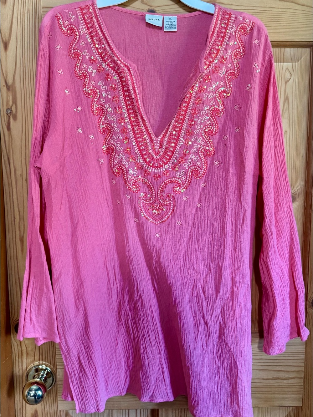 Merona Pink Embellished V-Neck Tunic Top
